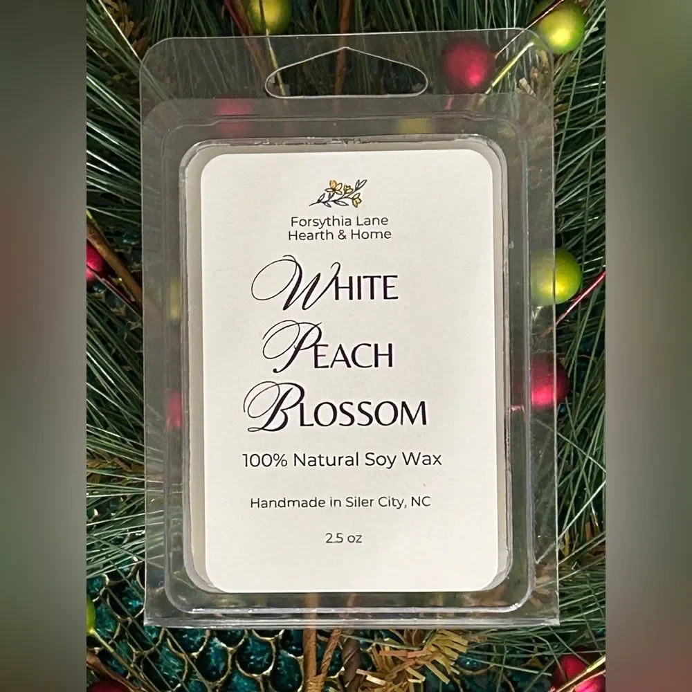 White Peach Blossom Scented 100% Natural Soy Wax Melts, 2.5 oz